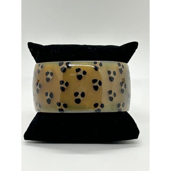 Cheetah Print Bangle Bracelet Chunky Statement Plastic Boho Chic Jewelry - Picture 2 of 7